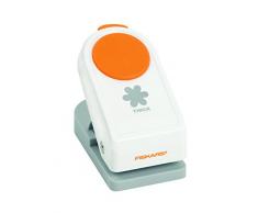 Fiskars Perforatrice à levier, Fleurs, 3,8 cm, Convient aux droitiers et aux gauchers, Acier de qualité/Plastique, Blanc/Orange, Power Punch, L, 1020491