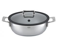 RÃSLE 91514 Silence Sauteuse en Acier Inoxydable avec revÃªtement Anti-adhÃ©sif ProResist ArgentÃ©/Noir/Bleu 28 cm