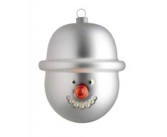 Alessi AMJ13 18 Pazzo di Neve Boule de Sapin de Noël en Forme de Bonhomme de Neige en Verre Soufflé, Décorée à La Main