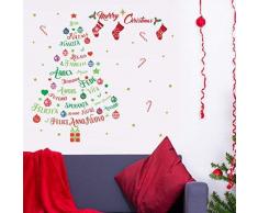Décorations de Noël Autocollants Mural Joyeux Noël & Italien Citations Noël Arbre Mural Murals Stickers Salon Enfants Crèche Ãcole Restaurant Café Hôtel Maison Décor