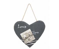 Deknudt Frames S67TE2 Cadre Photo Pendentif Ardoise en Forme de Coeur 19.5x16.5cm, Céramique, Gris, 13 x 18 cm