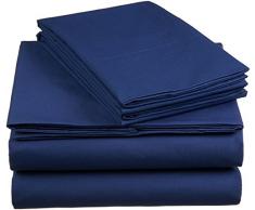 AmazonBasics Parure de lit Everyday : Housse de Couette en coton, Bleu marine 200 x 200 cm & 2 Taies 65 x 65 cm