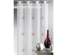 HomeMaison Voilage en étamine à imprimés Rond et Cercle, 100% Polyester, Bleu