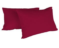Italian Bed Linen Max Color Couple De Taies D’Oreiller, 100 % Coton, Bordeaux, 52x82cm