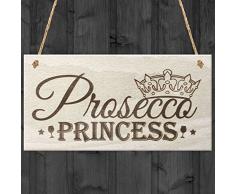 Rouge Océan Verre à vin Blanc décor Princesse, drôle Alcool. Fantaisie Plaque à Suspendre Cadeau, Bois, Marron