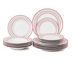 Borella mÃ©nagers Trend Service Assiettes piÃ¨ces, Porcelaine, Multicolore, 18Â unitÃ©s