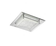ONLI - Plafonnier moderne LED intÃ©grÃ© 12W 4000K. Base miroir et cristaux, 28 x 28 cm