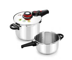 Monix Selecta Duo Set autocuiseurs rapides 4 et 6 litres avec systÃ¨me de sÃ©lection daliments et fermeture automatique, INOX Acier 18/10, argent, 2 unitÃ©s