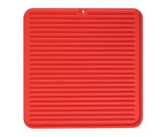 InterDesign Lineo tapis de sechage - tapis egouttoir evier compact en silicone - tapis Ã©vier pour rangement de vaisselle et couverts - rouge