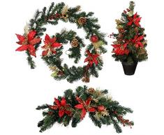 WeRChristmas Guirlande 6 mÃ¨tres 2 m Arche Swag DÃ©coration de Sapin de NoÃ«l Rouge/dorÃ©