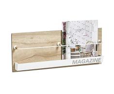 Zeller 15118 Porte revues Murale Nordic 64x7,5x25cm en MDF/mÃ©tal, Bois, Marron, 64 x 7,5 x 25 cm