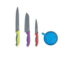 Colourworks CWBRKNSET4PC Set de cuisine avec aiguiseur à couteaux en acier inoxydable Multicolore