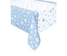 Unique Party 51002 - Nappe - en Plastique - Transparente - Motif Flocons de Neige - 213 x 137 cm, Plastique, Bleu/Blanc, Taille unique
