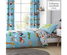 Catherine Lansfield Parure de lit Simple Motif Animal Adventure Bleu