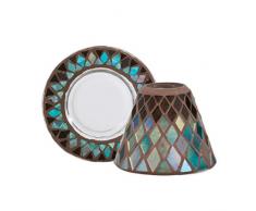 YANKEE CANDLE Bougie Autumn Mosaic Ãcran avec Assiettes, Verre, Mehrfarbig, 12 x 12 x 11 cm