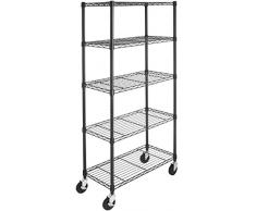 AmazonBasics Étagère 5 niveaux à roulettes - Noir