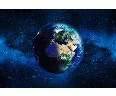 Scenolia Tapisserie Toile Textile PlanÃ¨te Terre et Galaxie 4 x 2,70m - DÃ©coration Murale Effet Trompe lâOeil - RevÃªtement Panoramique Poster XXL - Pose Facile et QualitÃ© HD