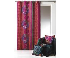 Home Maison 09409-8-AL Rideaux Velours Imprimé avec Oeillets Ronds Bordeaux/Argent 140 x 260 cm