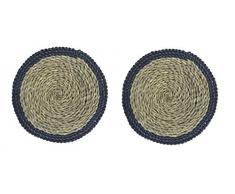 Creative Tops Sets de Table Ronds Motif Herbe Bleue Marron 30 cm