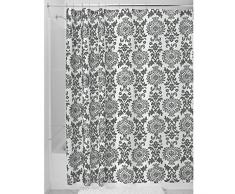 InterDesign Damask rideau douche, rideau baignoire design 183,0 cm x 183,0 cm en polyester, rideau de bain qualitatif Ã Åillets en mÃ©tal, gris
