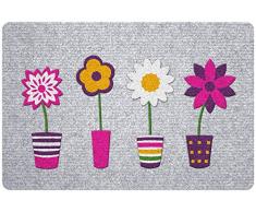 ID Mat Tapis Paillasson, Fibres de polypropylÃ¨ne aiguilletÃ© sur Semelle prÃ©coat avec Flocage, Gris, 40 x 60 cm