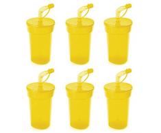 Gobelet colorÃ© avec paille pliÃ©e, PolypropylÃ¨ne, jaune, Lot de 6
