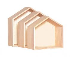 Artemio 14001561 Set de 3 étagères en Bois décorer, Plastique, 30x10x30 cm 27x26, 24x22,5x10 cm