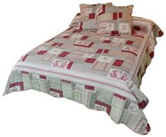 Soleil docre Couvre-lit boutis matelassÃ© 260x240 cm Patricia avec 2 taies doreiller, Polyester, Multicolore