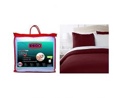 Dodo Couette MAXICONFORT Thermolite Ultra 240x260 350g & AmazonBasics Parure de lit avec Housse de Couette en Microfibre, Bordeaux, 260 x 240 cm