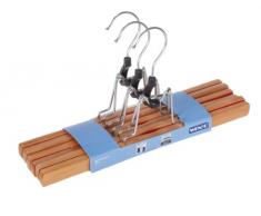 Wenko 17219006100 Cintre Pince Pantalons Bois Naturel Lot de 3