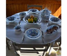 Service à couscous Marocain turquoise assiettes Tebsi - 6 pers