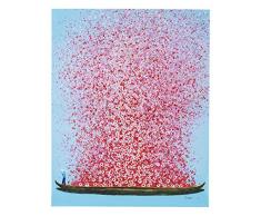 Kare Design Tableau, Bateau avec Motif de Fleurs, Bleu/Rose, (HxB) 100x80cm