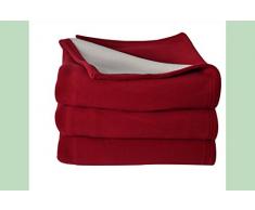 TOISON DOR Couverture Polaire Bicolore 430 GR/m², 100% Polyester, Prune, 240X260 cm