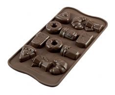 Silikomart 22.122.77.0065 SCG22 Moule pour Chocolat ThÃ¨me Petit DÃ©jeuner 8 CavitÃ©s Silicone Marron