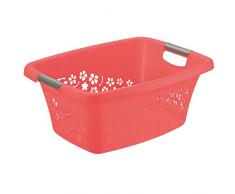 Rotho Flowers Panier à Linge, Polypropylène, Corail, 25 l
