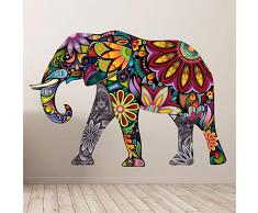 Stickers éléphant | Sticker Autocollant éléphant coloré dInde - Décoration Murale Chambre et Salon - 60 x 85 cm