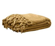 Enjoy Home P021GO130180 Plaid Flannel avec Franges Gold, Polyester, 55x30 cm