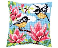 Kit coussin au point de croix MÃ©sanges & magnolia