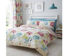 Catherine Lansfield Stab Stitch Floral Parure de draps 280x180x1 cm Multicolore