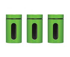 Premier Housewares 1209787 Set de 3 Bocaux de Rangement Acier Email/Verre Vert 1000ml