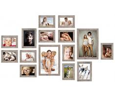 Deknudt Frames S45RH7WALL1 Photo Wall Combinaison de 15 Cadres en rÃ©sine et sa rÃ¨gle Pratique pour laccrochage Gris/Beige