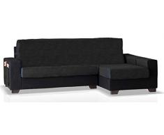 Bartali Divan Larissa Bras Droit, Tissu Chenille Coton, 50% Polyester, Noir, 245Â cm