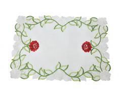 Bellanda 83735â35 x 50 Sets de Table Ovale Env. 35 x 50 cm, Ovale, Polyester Satin, Broderie de qualité élégant druch bruchs Travail, Blanc/Rouge/Vert/Rose