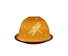 Light-Glow Collection Scintillants Libellule Bougeoir, Porcelaine, Blanc, 13Â x 12Â x 8Â cm