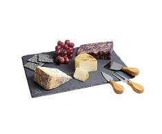Kitchen Craft Master Class Artesa Plateau Couteau Ã Fromage, Acier Inoxydable, Gris Ardoise/Brun/Argent, 32 x 32 x 22 cm
