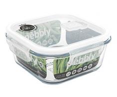 PEBBLY - PKV-800CB - Boite de conservation en verre carrÃ©e 800 ml pour cuire, conserver, transporter et rÃ©chauffer - 100% hermÃ©tique