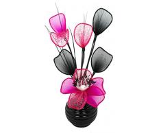 Flourish 813 Vase avec Mini Fleur en Maille filetée/Nylon Noir/Rose 32 cm