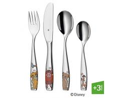 WMF Le Roi Lion Couverts pour Enfant 4 pièces à partir de 3 Ans Cromargan Poli Passe au Lave-Vaisselle et la Couleur Alimentaire, en Acier Inoxydable, Argent, 21,3 x 15,5 x 2,5 cm, 4 unités de