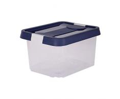EDA 10271 NA/BPF-BL Boite de Rangement CLIPPY 20 L, polypropylène, Naturel-Bleu Profond, Dim. : 38,9 x 31,8 x 24,2 cm