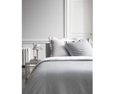 Parure HC3 Percale Bicolore TODAY Premium (Housse de Couette 220/240 + 2 Taies 75/75) - 100% coton - Chantilly / Zinc